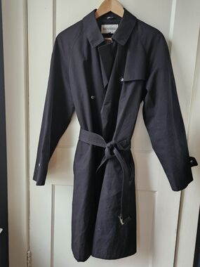 Vintage Holt Renfrew Black Belted Trench Coat